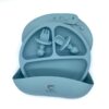 Silicone baby feeding set with suction plate, bib, spoon and fork